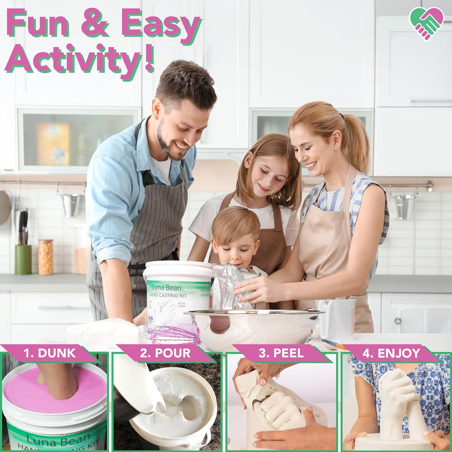 Huge Oversize XL Family Hand Casting Kit – Family Size Hand Molding Kit – Casts 6 Hands Comfortably Adults & Kids, Gifts for Family with Kids - Thanksgiving Gifts