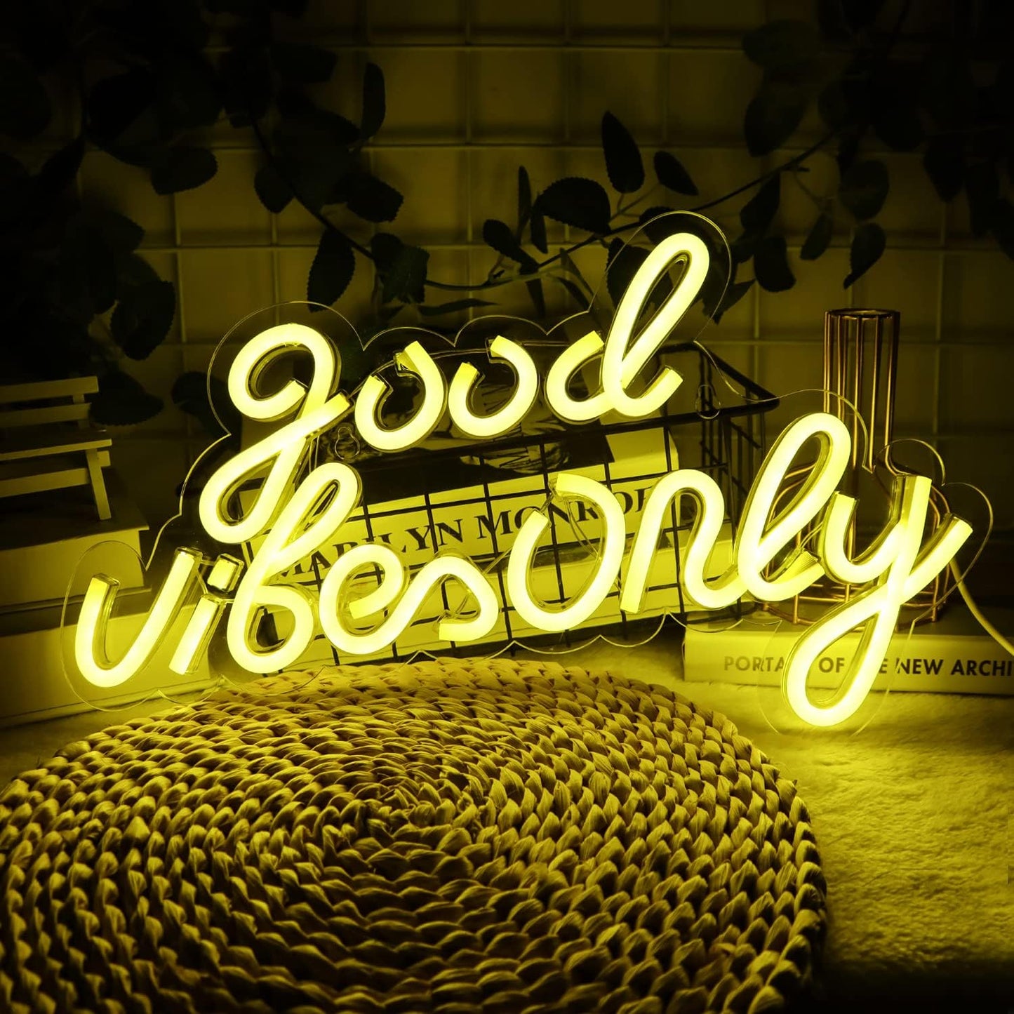 Good Vibes Only Neon Signs for Wall Decor Neon Lights Led Signs Suitable for Living Beer Bar Game Room Hotel Birthday Party Restaurant Christmas Unique Gift for Lover, 16.5 * 10 Inch(Purple)