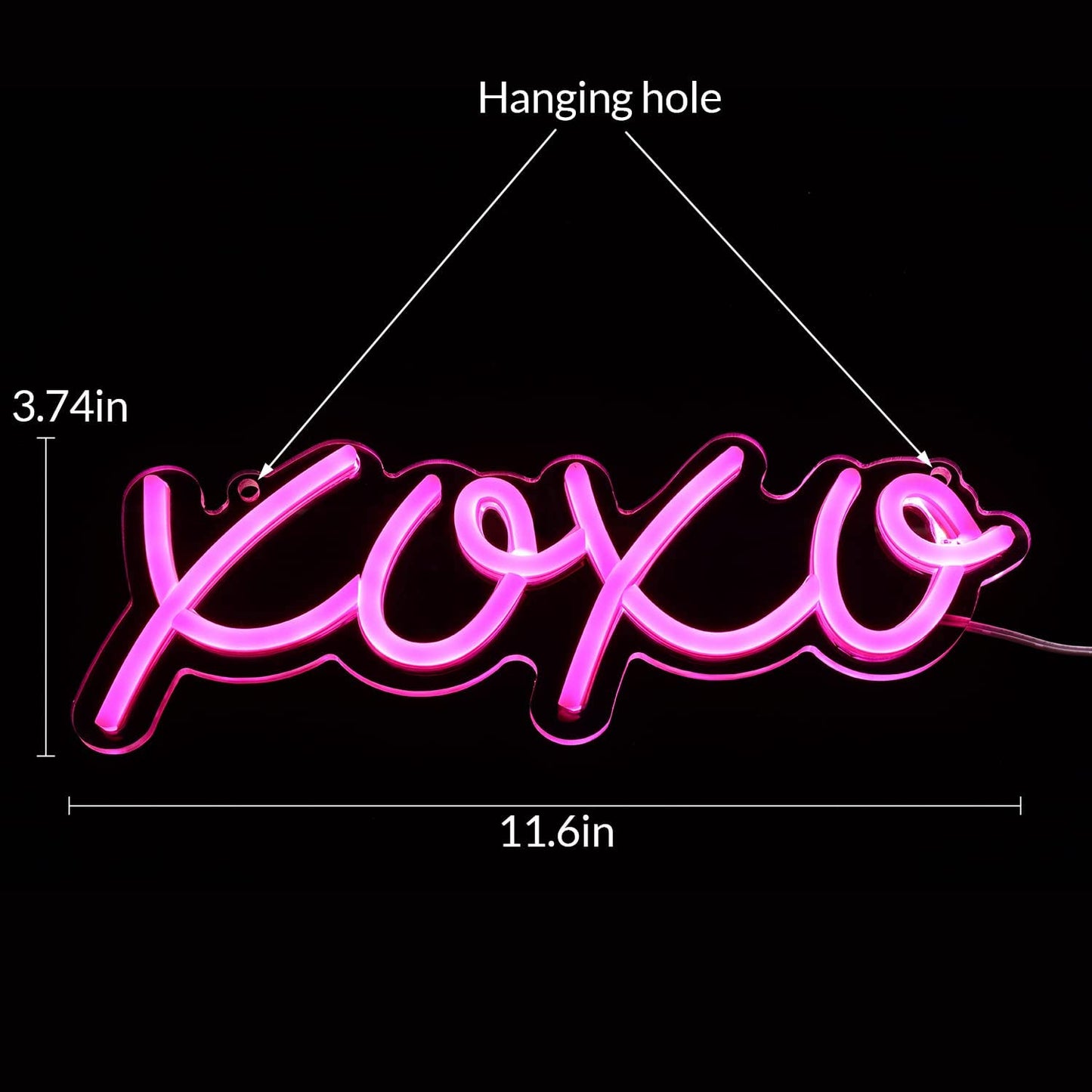 XOXO Neon Sign, Dimmable Neon Signs for Wall Decor XOXO Light up Signs USB Powered Pink Neon Lights Signs for Bedroom Kids Room Bar Wedding Party Decoration
