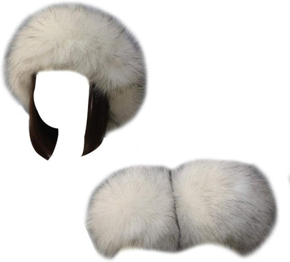 Women Faux Fur Headband Arm Wrist Cuffs Sleeves Elastic Head Warmer Earmuffs