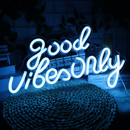 Good Vibes Only Neon Signs for Wall Decor Neon Lights Led Signs Suitable for Living Beer Bar Game Room Hotel Birthday Party Restaurant Christmas Unique Gift for Lover, 16.5 * 10 Inch(Purple)