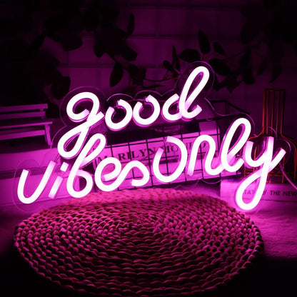 Good Vibes Only Neon Signs for Wall Decor Neon Lights Led Signs Suitable for Living Beer Bar Game Room Hotel Birthday Party Restaurant Christmas Unique Gift for Lover, 16.5 * 10 Inch(Purple)