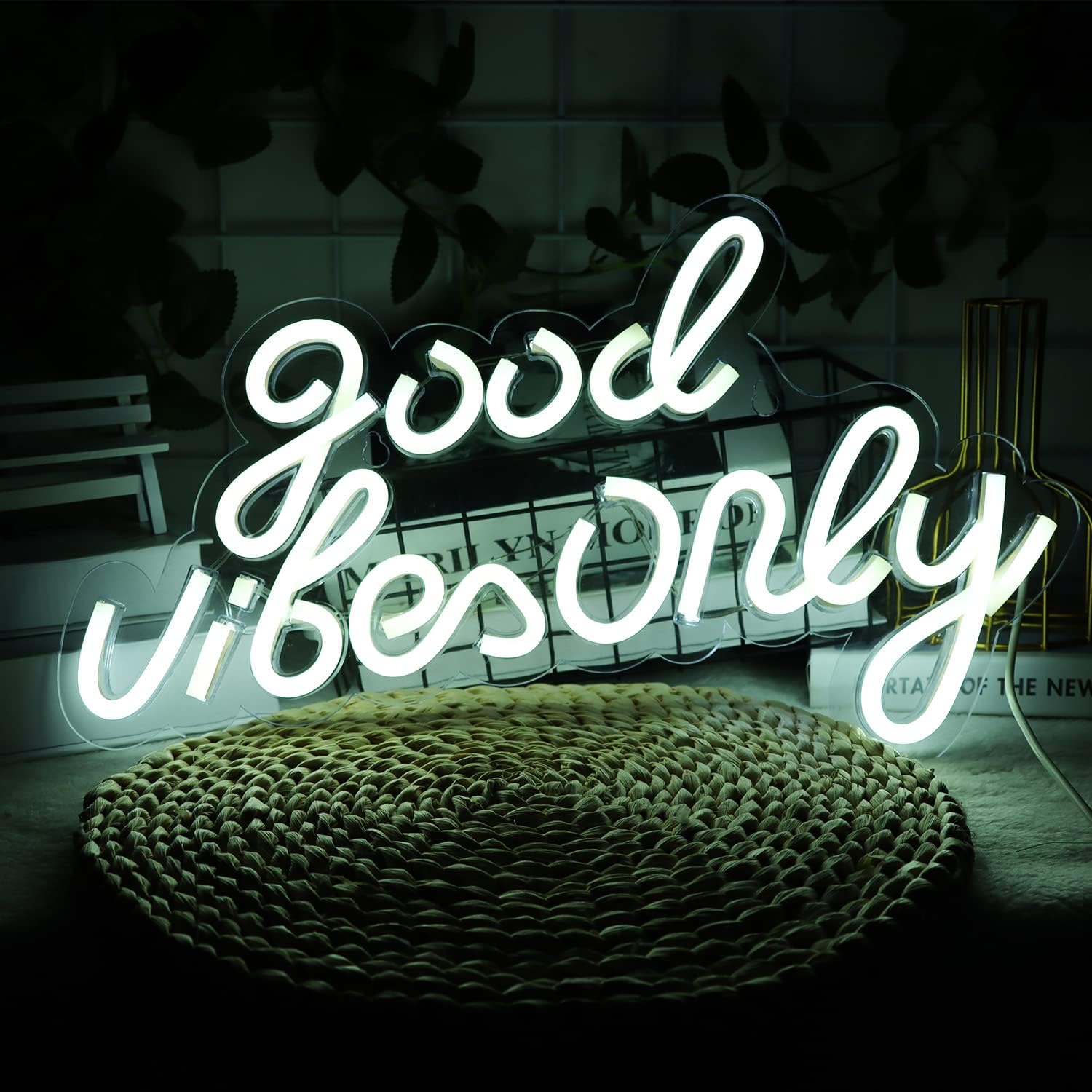 Good Vibes Only Neon Signs for Wall Decor Neon Lights Led Signs Suitable for Living Beer Bar Game Room Hotel Birthday Party Restaurant Christmas Unique Gift for Lover, 16.5 * 10 Inch(Purple)