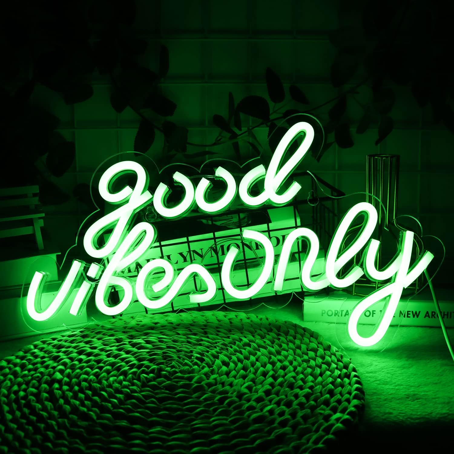 Good Vibes Only Neon Signs for Wall Decor Neon Lights Led Signs Suitable for Living Beer Bar Game Room Hotel Birthday Party Restaurant Christmas Unique Gift for Lover, 16.5 * 10 Inch(Purple)