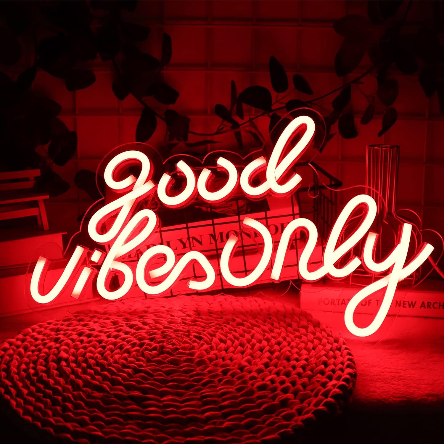 Good Vibes Only Neon Signs for Wall Decor Neon Lights Led Signs Suitable for Living Beer Bar Game Room Hotel Birthday Party Restaurant Christmas Unique Gift for Lover, 16.5 * 10 Inch(Purple)