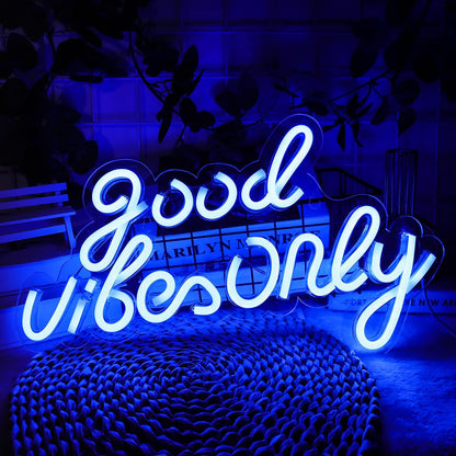 Good Vibes Only Neon Signs for Wall Decor Neon Lights Led Signs Suitable for Living Beer Bar Game Room Hotel Birthday Party Restaurant Christmas Unique Gift for Lover, 16.5 * 10 Inch(Purple)